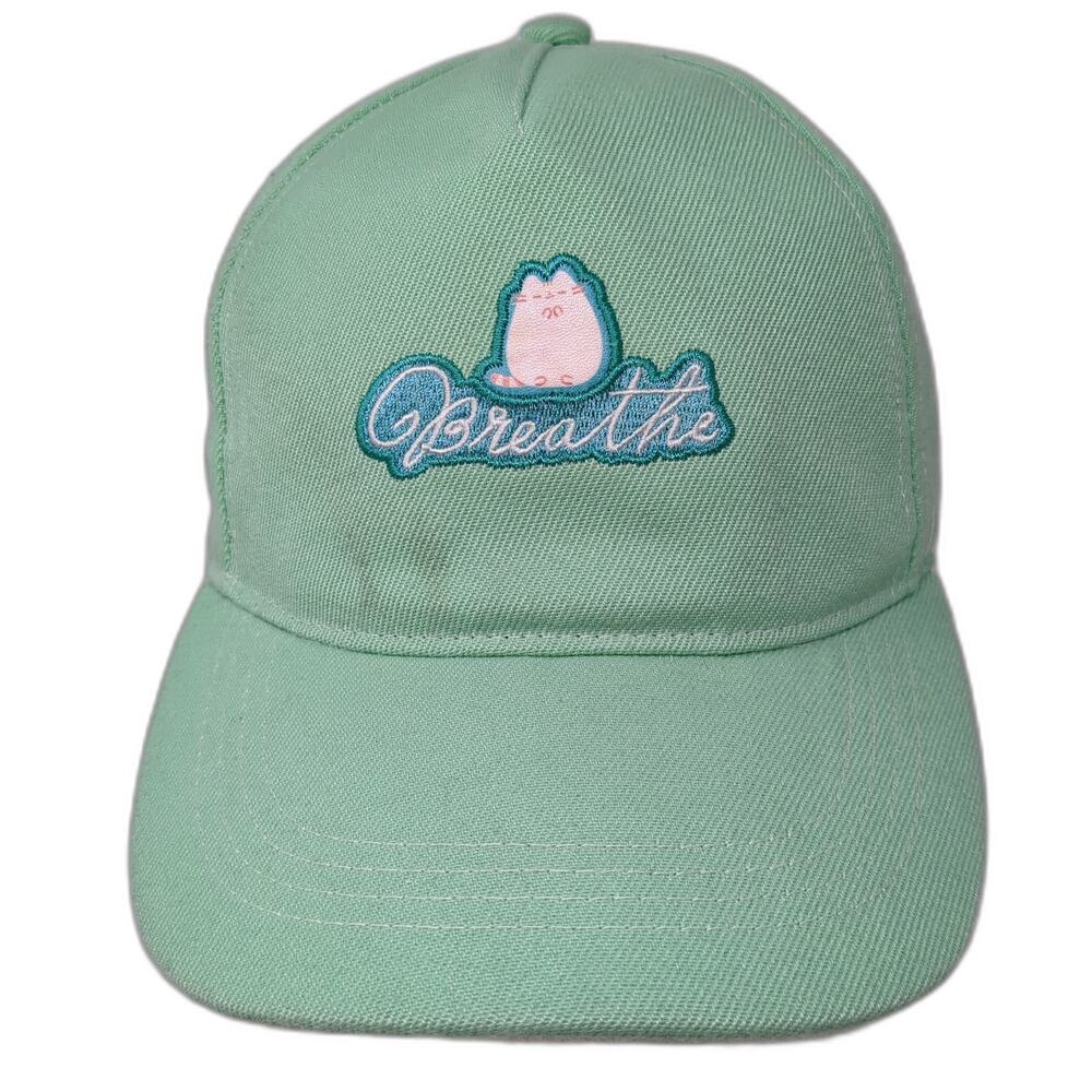 Breathe Slideback Baseball Cap Green One Size Adjustable Embroidered Pusheen